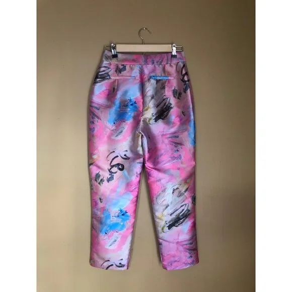 Neubyrne painterly abstract pink print Patricia pants - Picture 6 of 7